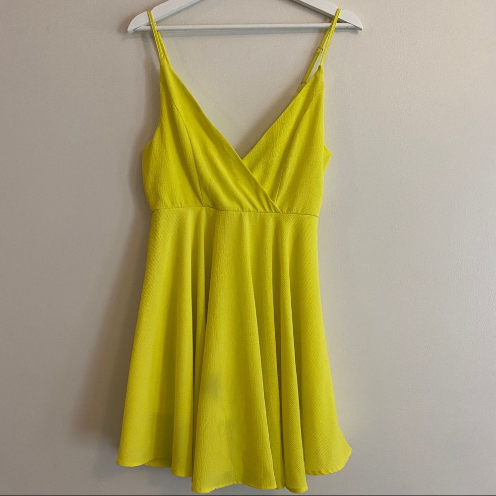Revamped Faux Wrap Plunge Neckline Skater Dress